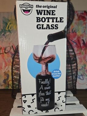 BigMouth The Original Wine Bottle Glass - Black/Pink Accent
